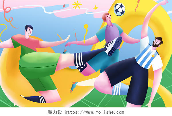 卡通创意世界杯插画海报